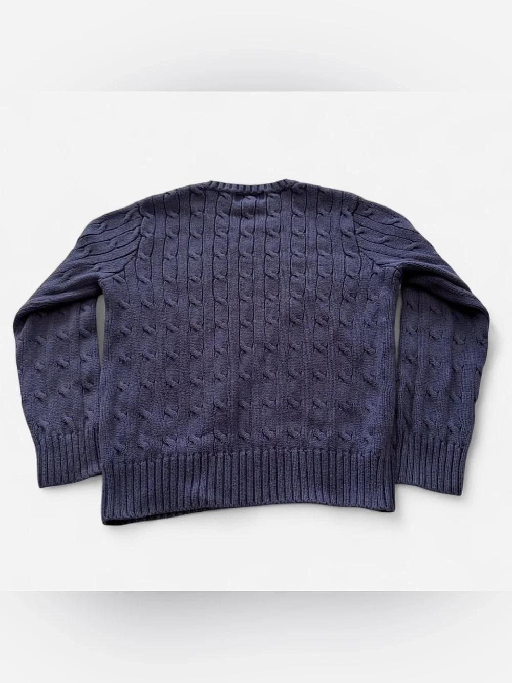 Polo Ralph Lauren Youth Navy Cable-Knit Crewneck Sweater with Red Pony